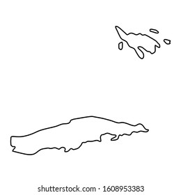 Spanish Virgin Islands map from black contour curves lines on white background. Vector illustration.