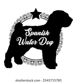 Spanish Water dog silhouette, dog, dog breeds,  vector, silhouette, logo design, animal, illustration, icon, sign, black, pet