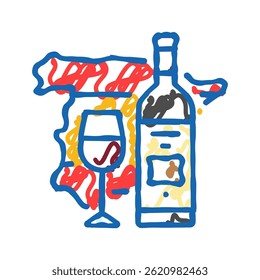 vinho espanhol cozinha espanhola ícone doodle esboço vetor. vinho espanhol cozinha espanhola sinal. símbolo isolado ilustração