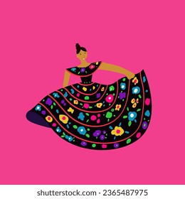 Spanish Woman Dancing Flamenco. Vector illustration