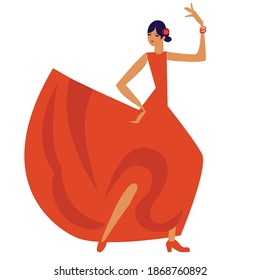 Spanish Woman Flamenco Dancer. Stylized Vector Illustration