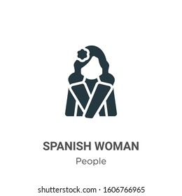 Spanish woman glyph icon vector on white background. Flat vector spanish woman icon symbol sign from modern people collection for mobile concept and web apps design.