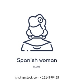spanish woman icon from people outline collection. Thin line spanish woman icon isolated on white background.