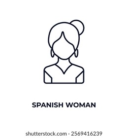 spanish woman outline icon. Linear vector from people concept. Thin line spanish woman icon isolated on white background