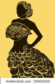 Spanish woman.Flamenco dancer. Abstract illustration. Vector.