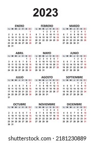 Spanish Yearly Calendar 2023 Mockup Annual Stock Vector (royalty Free 