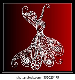 Spanish young girl in a dress dancing flamenco. Suitable for invitation, flyer, sticker, poster, banner, card,label, cover, web. Vector illustration.