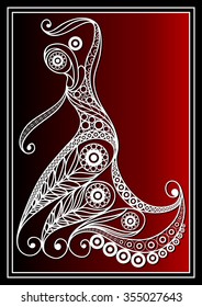 Spanish young girl in a dress dancing flamenco. Suitable for invitation, flyer, sticker, poster, banner, card,label, cover, web. Vector illustration.
