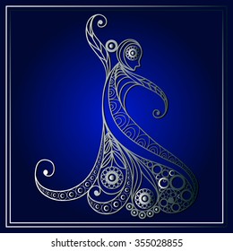 Spanish young girl in a dress dancing flamenco. Suitable for invitation, flyer, sticker, poster, banner, card,label, cover, web. Vector illustration.