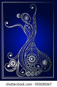 Spanish young girl in a dress dancing flamenco. Suitable for invitation, flyer, sticker, poster, banner, card,label, cover, web. Vector illustration.