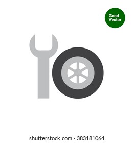 Spanner and car wheel icon