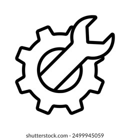 Spanner with cogwheel showing concept icon of technical settings