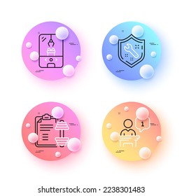 Spanner, Crane claw machine and Dumbbell minimal line icons. 3d spheres or balls buttons. Podium icons. For web, application, printing. Repair service, Attraction park, Training plan. Vector