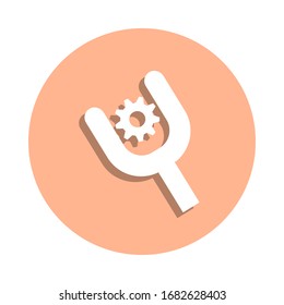 Spanner and gear badge icon. Simple glyph, flat vector of engineering icons for ui and ux, website or mobile application