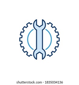 Spanner with Gear creative icon - Configuration or Settings vector concept sign 