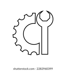 Icono plano de Spanner y Gear. 1 de mayo Día del Trabajador. Vector