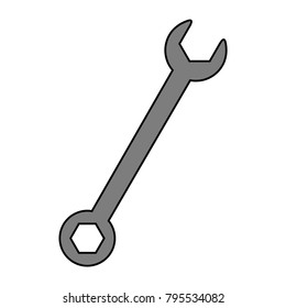 Spanner, gun key, wrench, metal, hexagon, working tool, white background, isolated objects