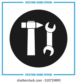 spanner and hammer icon vector