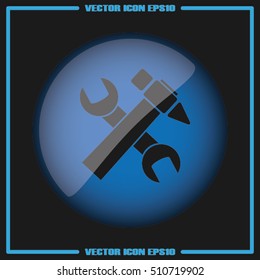 spanner and hammer icon vector