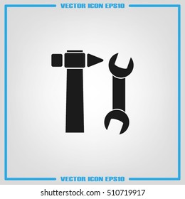 spanner and hammer icon vector