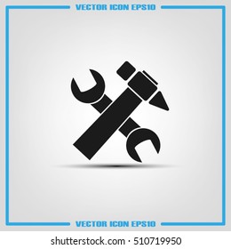 spanner and hammer icon vector