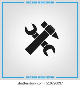 spanner and hammer icon vector