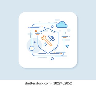 Spanner and hammer line icon. Abstract vector button. Repair service sign. Fix instruments symbol. Spanner tool line icon. Protect shield concept. Vector
