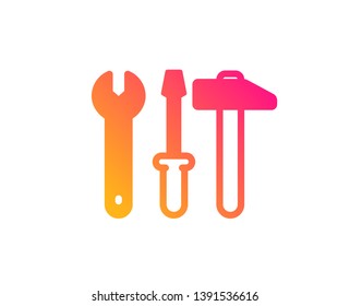 Spanner, hammer and screwdriver icon. Repair service sign. Fix instruments symbol. Classic flat style. Gradient spanner tool icon. Vector