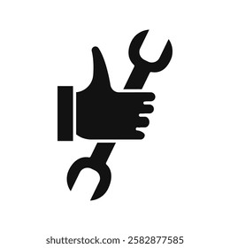 Spanner in hand icon Symbol mark in Outline style