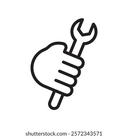 Spanner in hand icon Vector flat thin line illustration