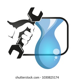 Spanner in hand for repairing plumbing