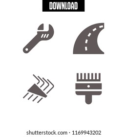 spanner icon. 4 spanner vector set. work tools, wrench and allen keys icons for web and design about spanner theme