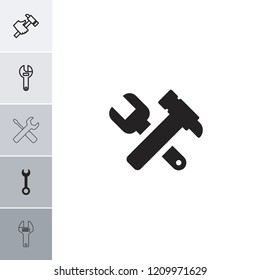 Spanner icon. collection of 6 spanner filled and outline icons such as wrench. editable spanner icons for web and mobile.