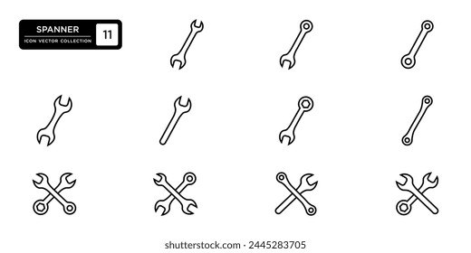 Spanner icon collection, vector icon templates editable and resizable