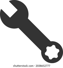 Spanner icon with flat style. Isolated vector spanner icon image, simple style.