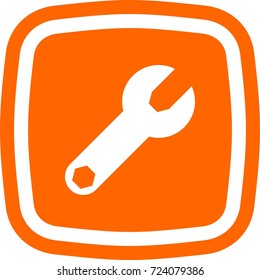 Spanner icon, oval square  sign.