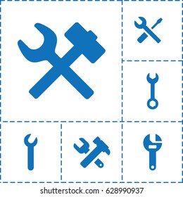Spanner icon. set of 6 spanner filled icons such as wrench