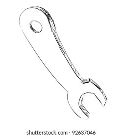 Spanner icon sketch style vector illustration