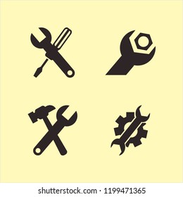 spanner icon. spanner vector icons set wrench screwdriver, wrench gear and wrench hammer