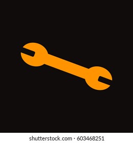 spanner icon vector. Orange icon on black background