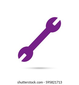 spanner icon. Violet icon and gray shadow 