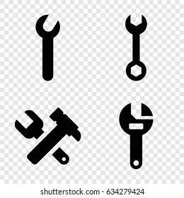 Spanner icons set. set of 4 spanner filled icons such as wrench
