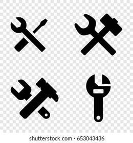 Spanner icons set. set of 4 spanner filled icons such as wrench