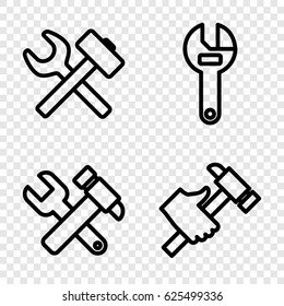 Spanner icons set. set of 4 spanner outline icons such as wrench, hummer and wrench, hummer