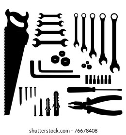 spanner imbus saw pliers - silhouette illustration