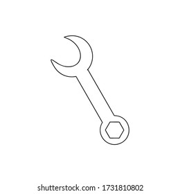 A spanner isolated on a white background. Vector contour illustration. A set of tools for a mechanic, engineer, or locksmith. Logo design, stickers.