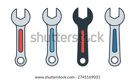 Spanner Line art abstract bold color illustration