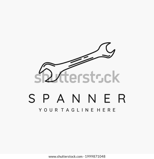 Spanner line art minimalist logo vector\
illustration design