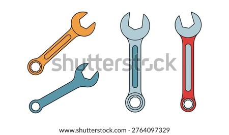 Spanner Line art vector set simple abstract creative illustration