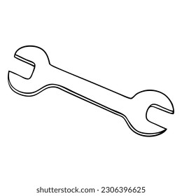 spanner line vector illustration,isolated on white background,top view